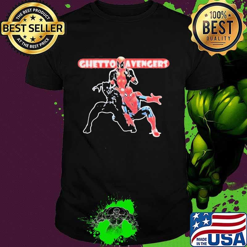 Marvel heroes black panther deadpool and spiderman ghetto avengers shirt