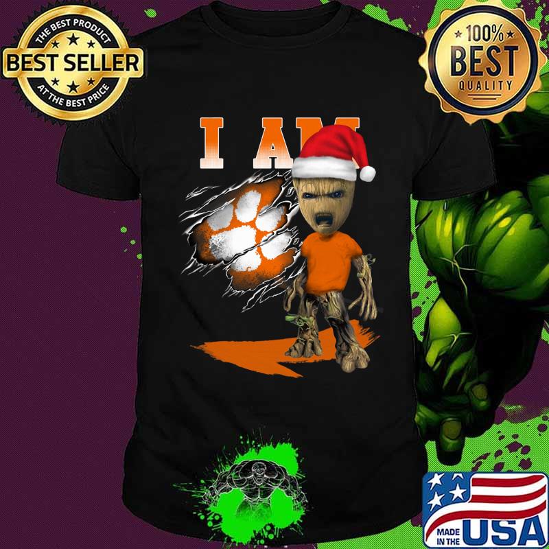 Merry christmas baby groot i am clemson tigers shirt