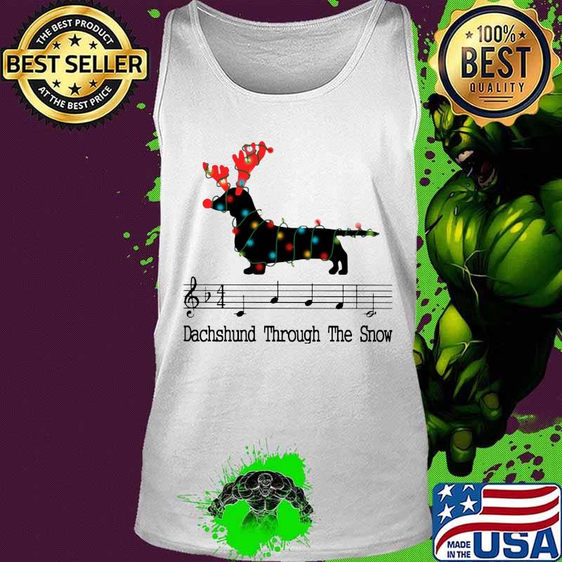 Merry christmas dachshund through the snow music lights s Tank top Merry christmas dachshund through the snow music lights s Tank top