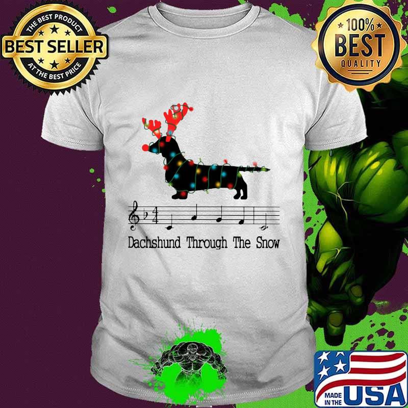 Merry christmas dachshund through the snow music lights shirt Merry christmas dachshund through the snow music lights shirt