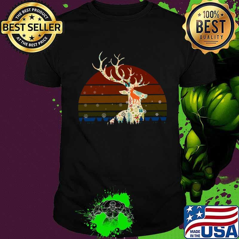 Merry christmas deer snow vintage retro shirt