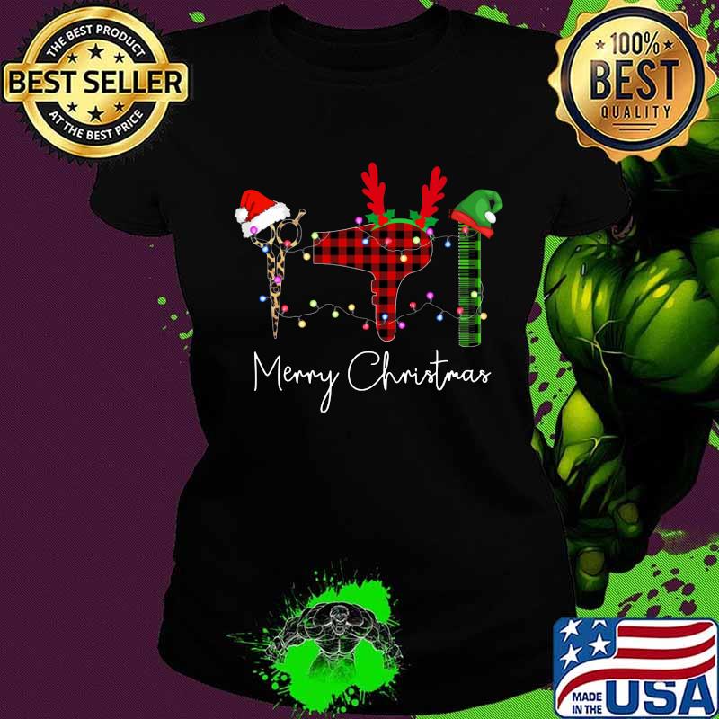 Merry christmas hairstyles lights s Ladies tee Merry christmas hairstyles lights s Ladies tee