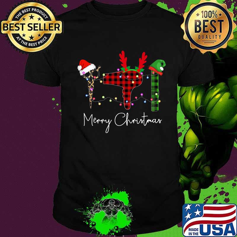Merry christmas hairstyles lights shirt