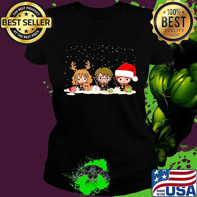 Merry christmas harry potter characters chibi s Ladies tee Merry christmas harry potter characters chibi s Ladies tee