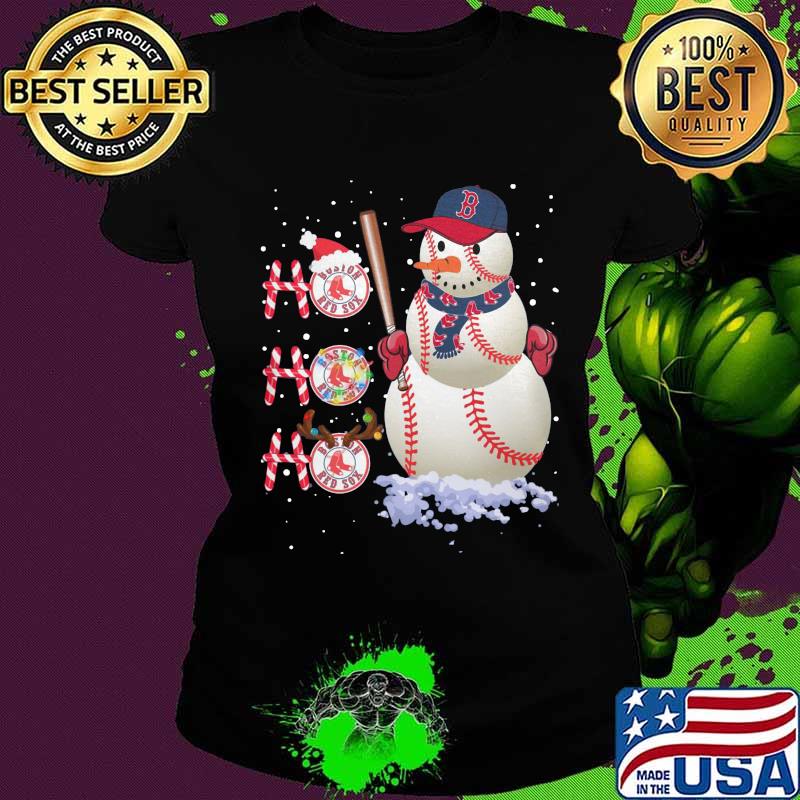 Merry christmas snowman boston red sox baseball ho ho ho s Ladies tee Merry christmas snowman boston red sox baseball ho ho ho s Ladies tee