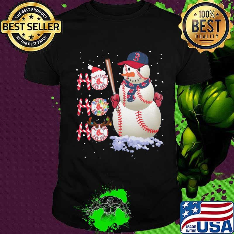 Merry christmas snowman boston red sox baseball ho ho ho shirt