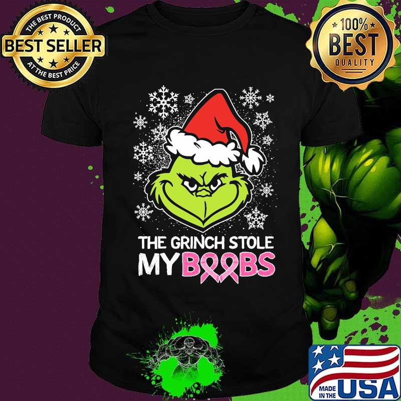 Merry christmas the grinch stole my boobs cancer awareness shirt