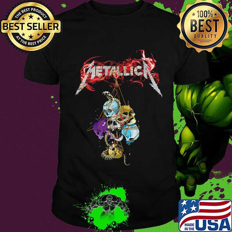 Metallica band skulls fire shirt