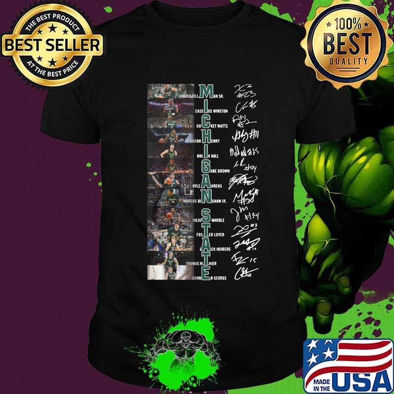 Michigan state athletics basketball players signatures shirt
