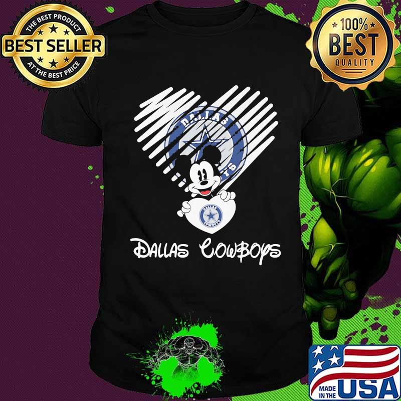 Mickey mouse hug heart dallas cowboys shirt