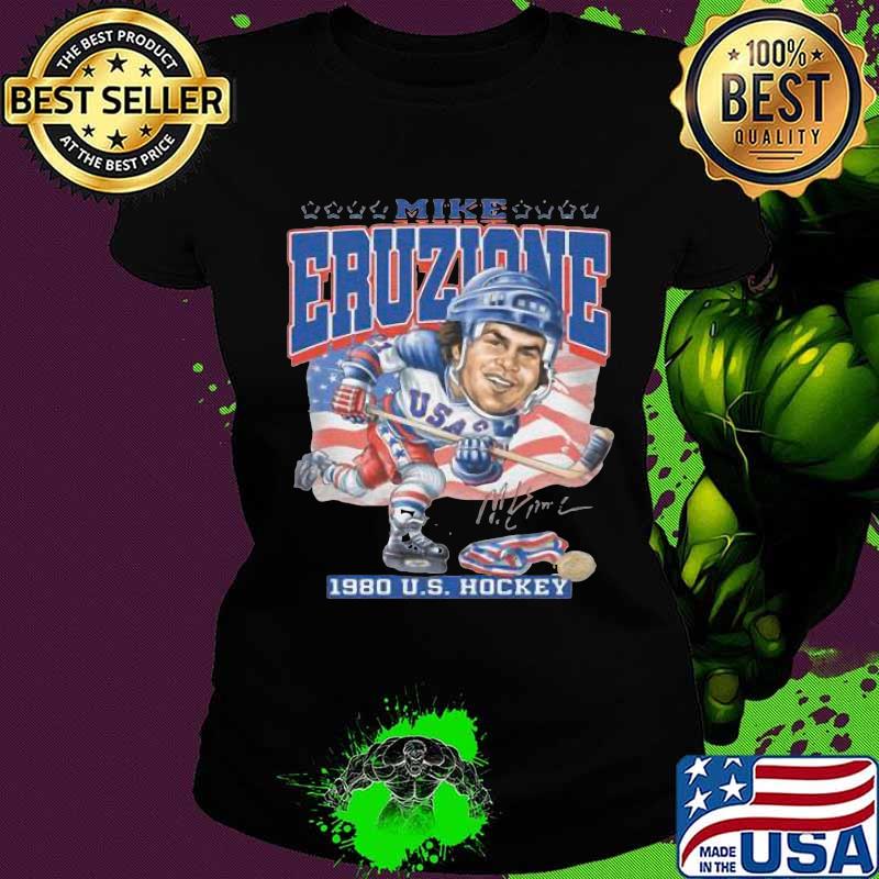 Mike eruzione 1980 us hockey american flag s Ladies tee Mike eruzione 1980 us hockey american flag s Ladies tee