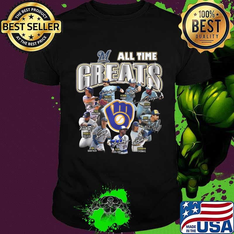 Milwaukee brewers baseball all time greats signatures shirt