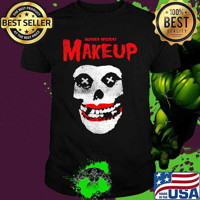 Murder mystery makeup skull shirt