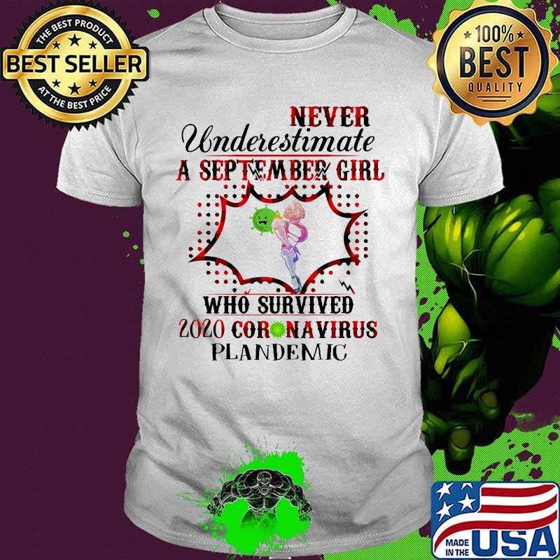 Never underestimate a september girl who survived 2020 coronavirus plandemic shirt