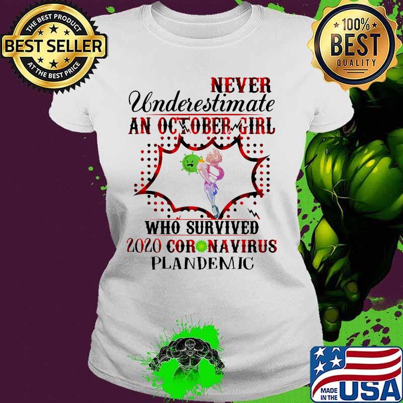 Never underestimate an october girl who survived 2020 coronavirus plandemic s Ladies tee Never underestimate an october girl who survived 2020 coronavirus plandemic s Ladies tee
