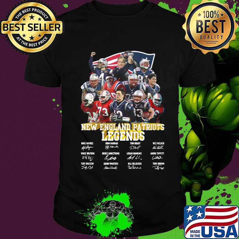 New england patriots legends football players signatures shirt