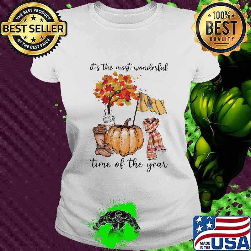 New jersey flag it's the most wonderful time of the year leaves s Ladies tee New jersey flag it's the most wonderful time of the year leaves s Ladies tee