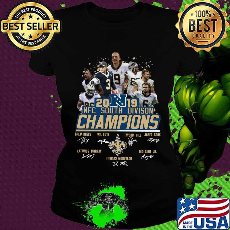New orleans saints 2019 nfc south division champions signatures s Ladies tee New orleans saints 2019 nfc south division champions signatures s Ladies tee