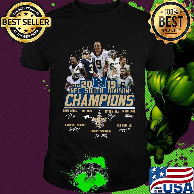 New orleans saints 2019 nfc south division champions signatures shirt New orleans saints 2019 nfc south division champions signatures shirt