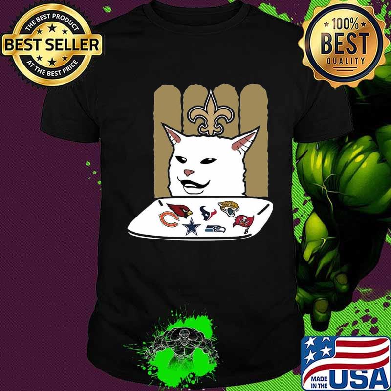 New orleans saints meme cat eat football logo shirt