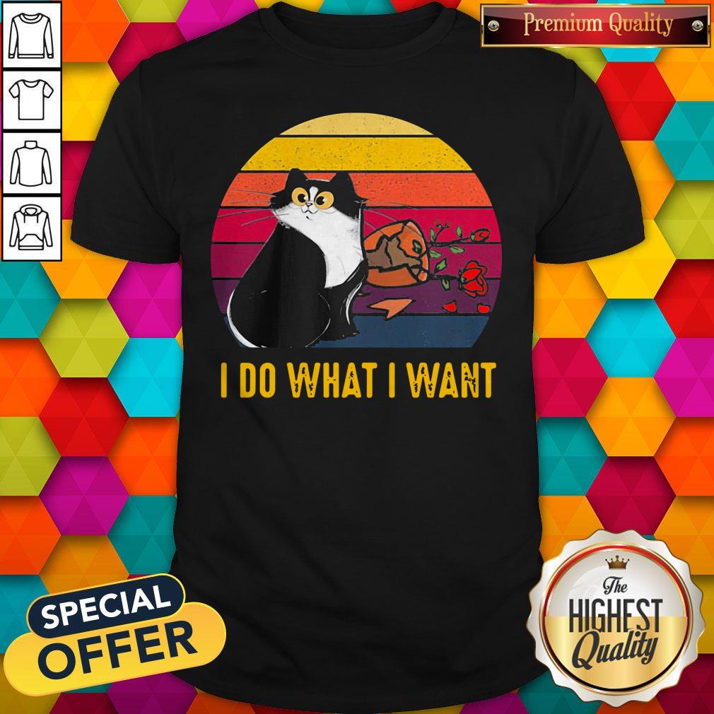 Nice Cat Broke Vase I Do What I Want Vintage Retro Shirt