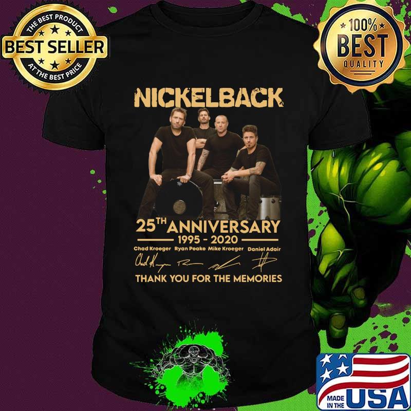 Nickelback 25th anniversary 1995 2020 thank you for the memories signatures shirt