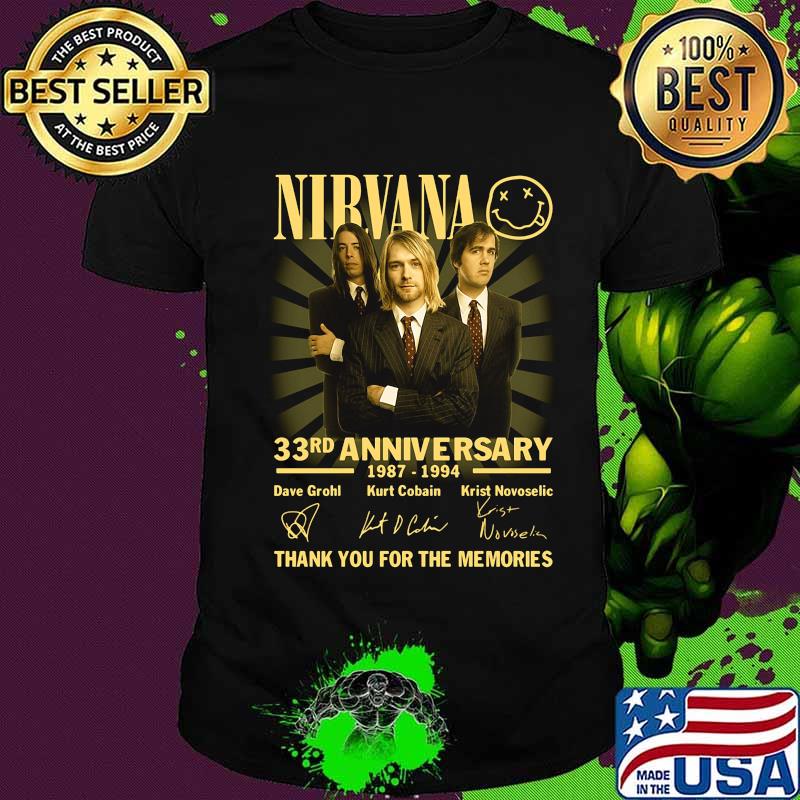 Nirvana 33rd anniversary 1987 2020 thank you for the memories signatures shirt