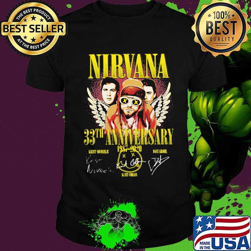 Nirvana 33th anniversary 1987 2020 members signatures shirt Nirvana 33th anniversary 1987 2020 members signatures shirt