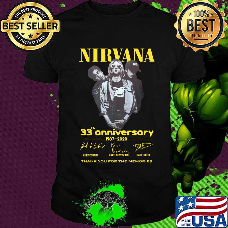 Nirvana 33th anniversary 1987 2020 thank you for the memories signatures shirt