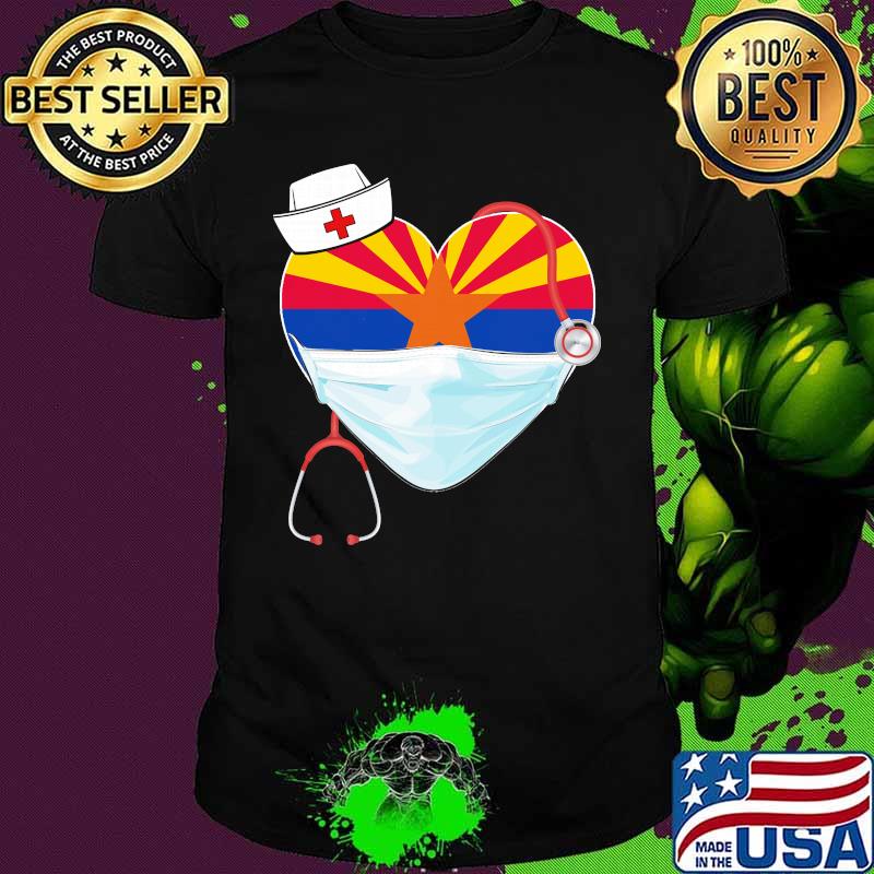 Nurse arizona stethoscope flag heart mask shirt