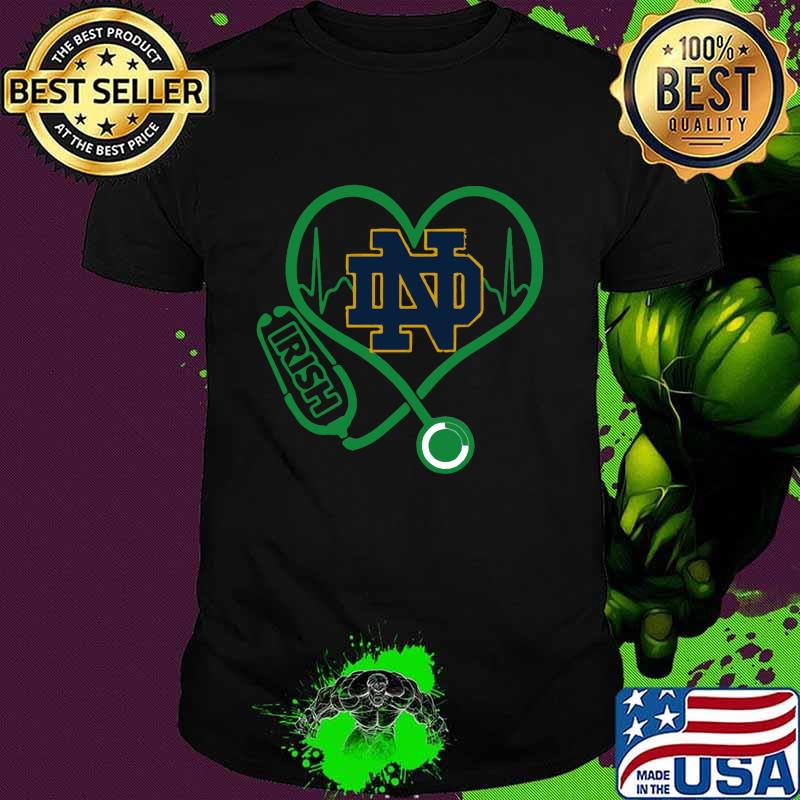 Nurse stethoscope notre dame fighting irish heartbeat shirt