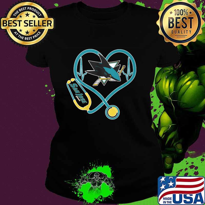 Nurse stethoscope san jose sharks heartbeat s Ladies tee Nurse stethoscope san jose sharks heartbeat s Ladies tee