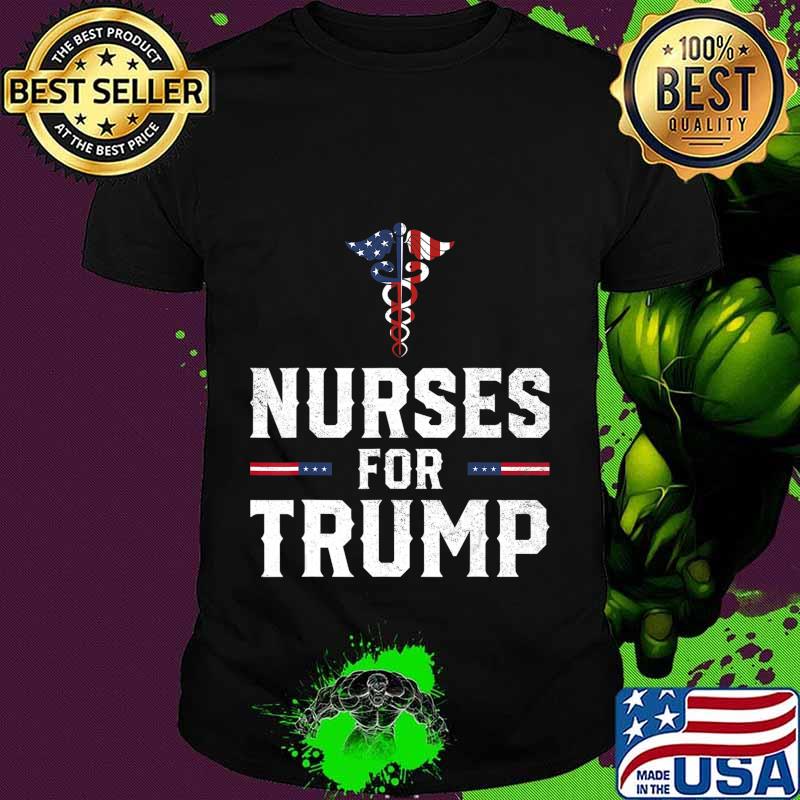 Nurses for Trump 2020 Elections Caduceus American Flag Gift T-Shirt