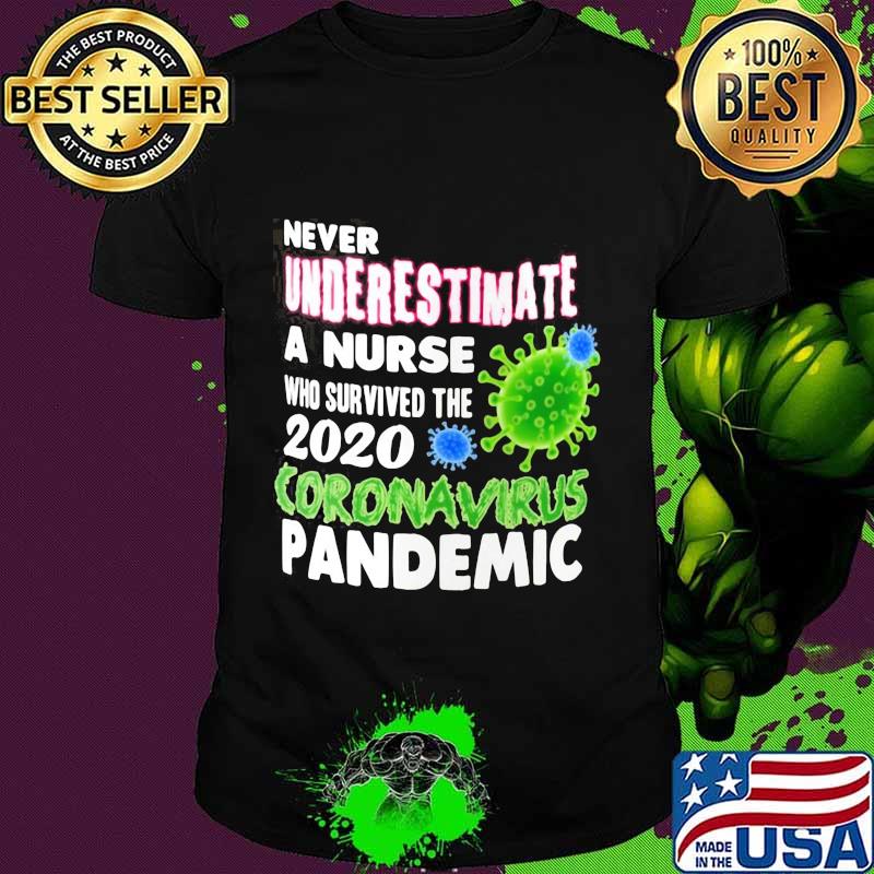 OFFICIAL NEVER UNDERESTIMATE A NURSE WHO SURVIVED THE 2020 CORONAVIRUS PANDEMIC SHIRT OFFICIAL NEVER UNDERESTIMATE A NURSE WHO SURVIVED THE 2020 CORONAVIRUS PANDEMIC SHIRT