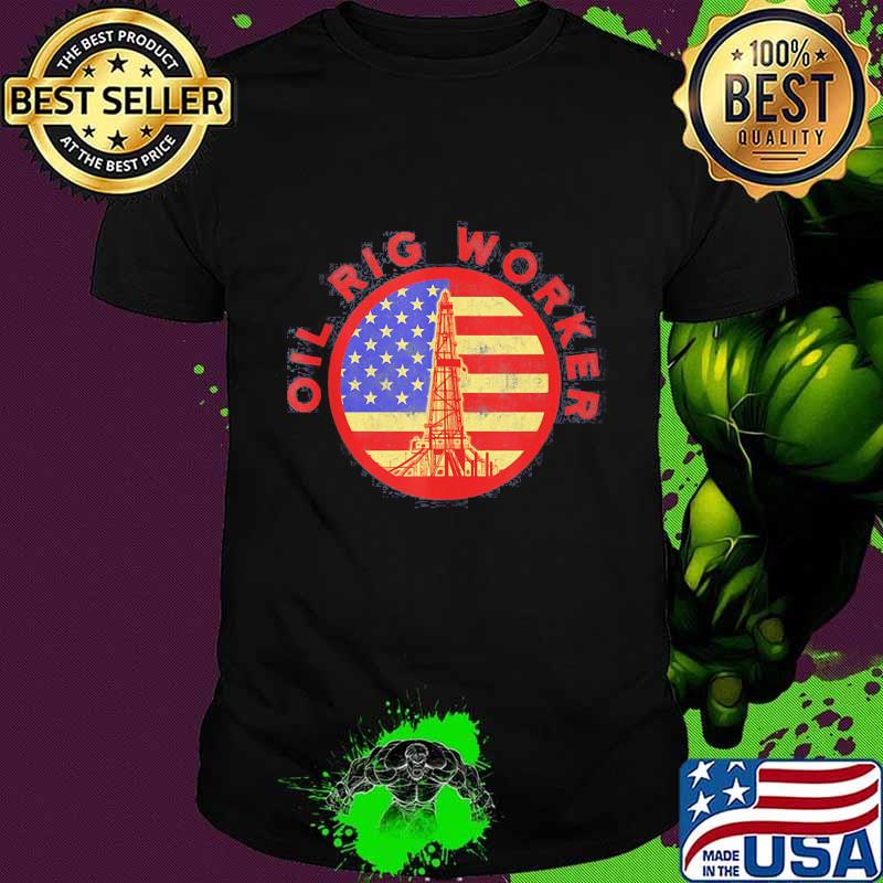 Oil Rig Worker Instruct USA American Gas Oilfield American Flag Shirt