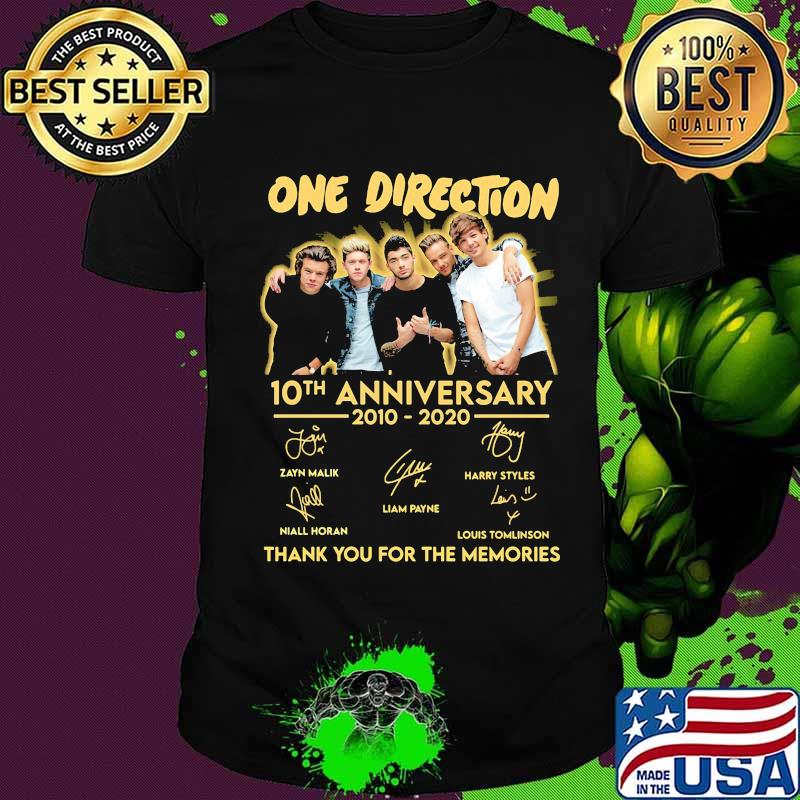 One direction 10th anniversary 2010- 2020 signature thank you for the memories shirt