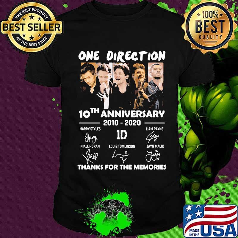 One direction 10th anniversary 2010 2020 signature thanks for the memories shirt