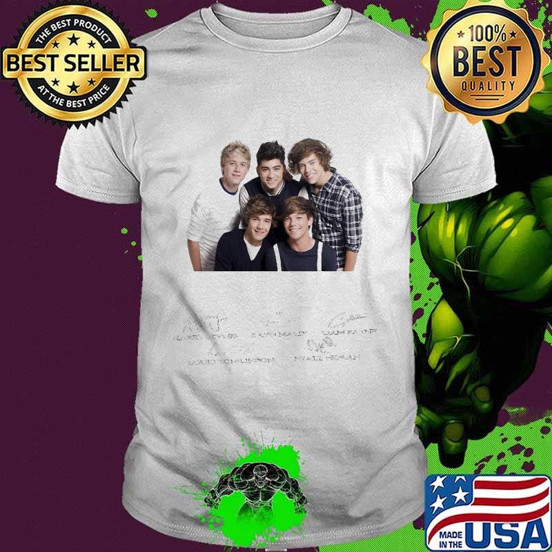 One direction band niall horan zayn malik liam payne harry styles and louis tomlinson signatures shirt
