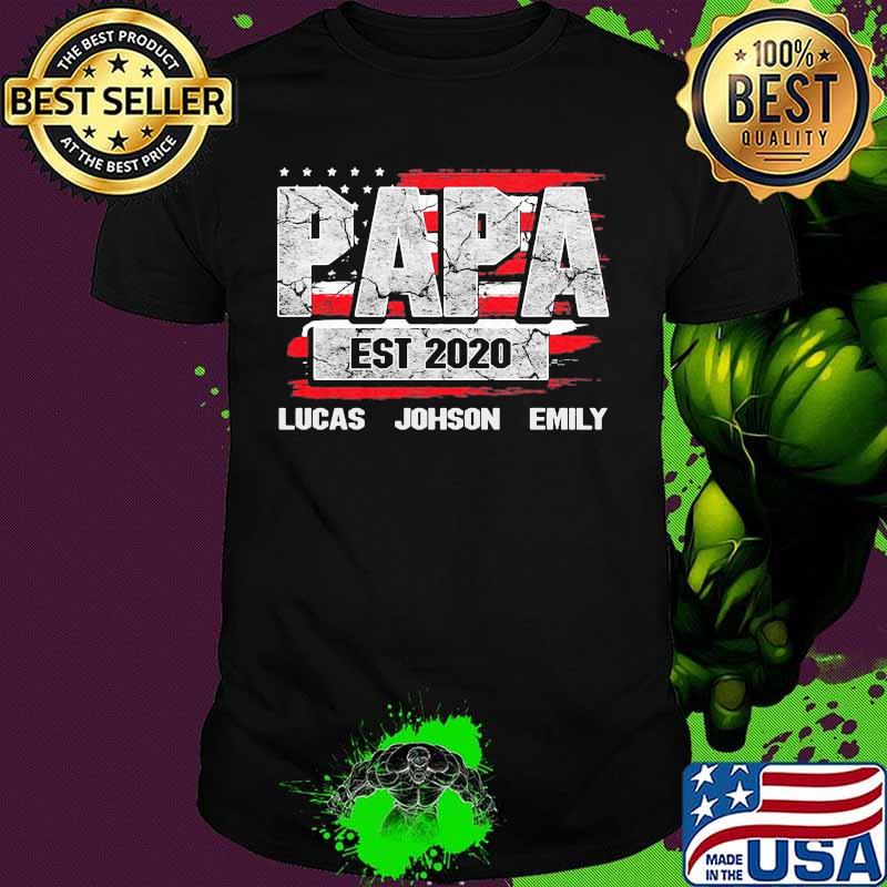 Papa est 2020 lucas johnson emily american flag independence day shirt