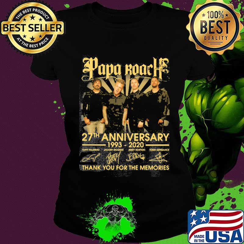 Papa roach 27th anniversary 1993 2020 thank you for the memories signatures s Ladies tee Papa roach 27th anniversary 1993 2020 thank you for the memories signatures s Ladies tee