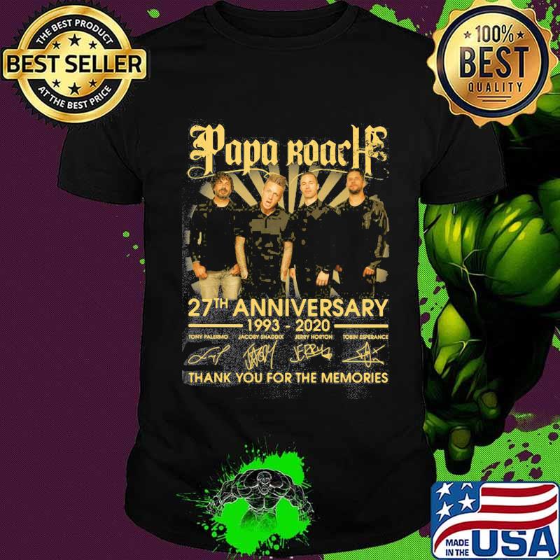 Papa roach 27th anniversary 1993 2020 thank you for the memories signatures shirt