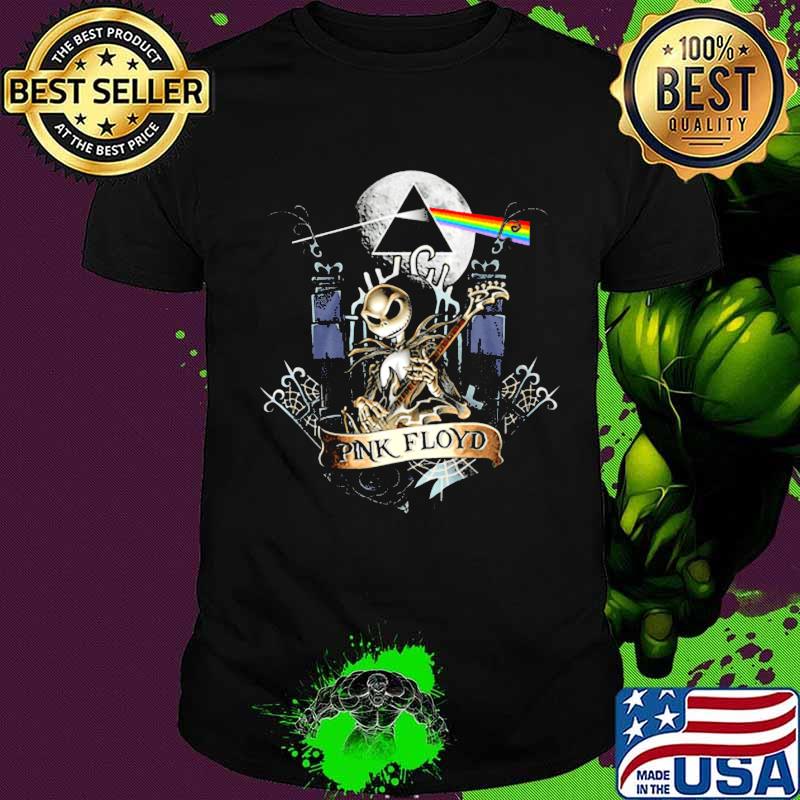 Pink floyd band jack skellington playing guitar shirt