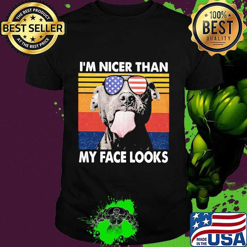 Pitbull I'm nicer than my face looks Glass America vintage retro shirt