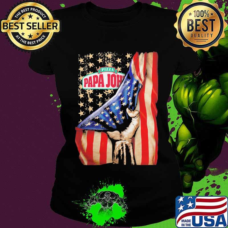 Pizza papa john logo american flag independence s Ladies tee Pizza papa john logo american flag independence s Ladies tee