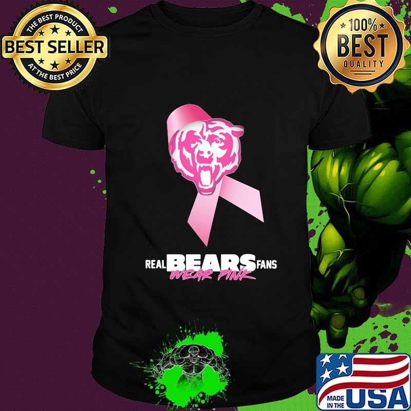 Real chicago bears fans wear pink logo cancer awareness shirt