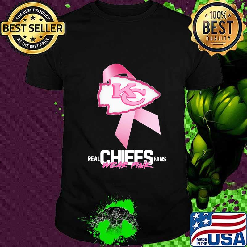 Real chiefs fans wear pink logo cancer awareness shirt