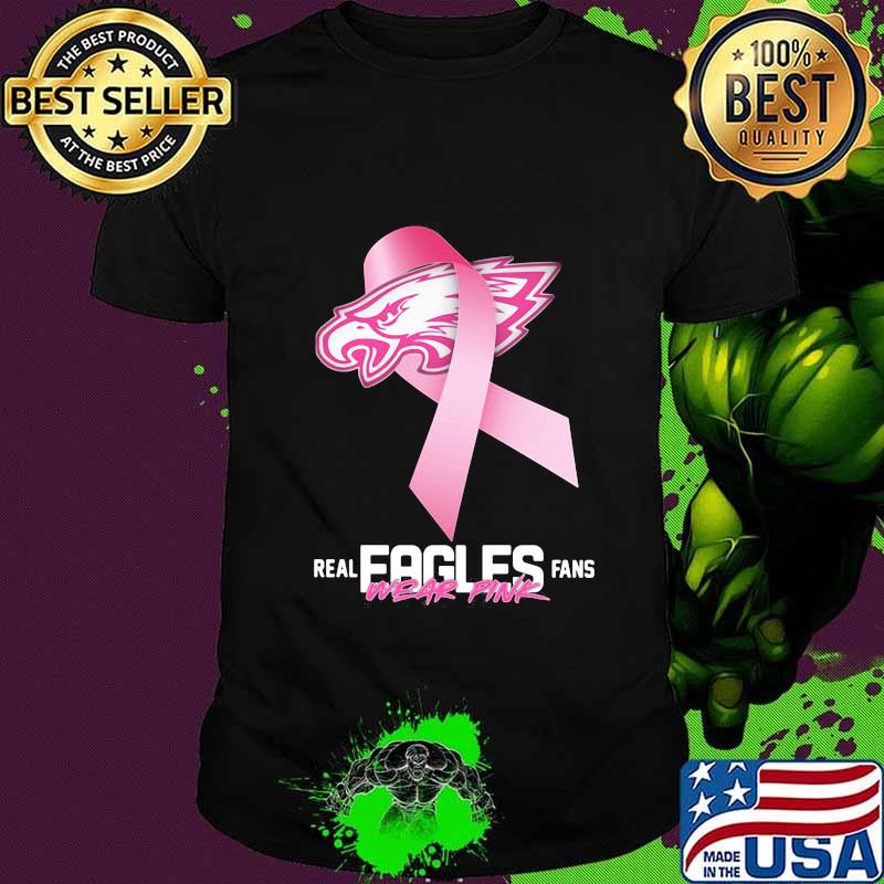 Real eagles fans wear pink logo cancer awareness shirt