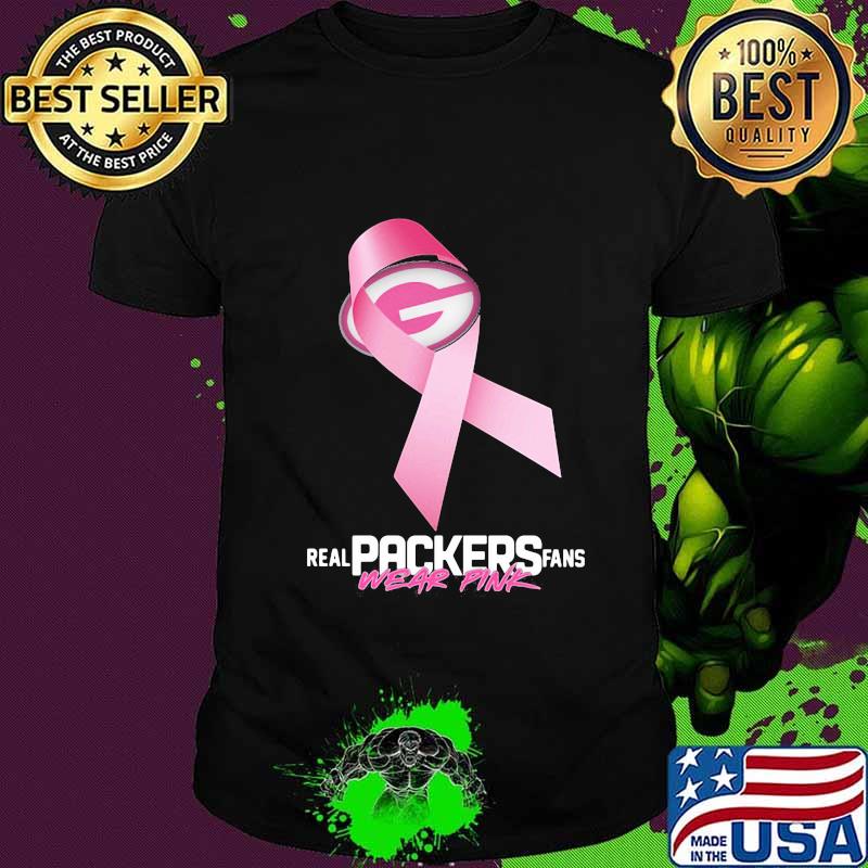 Real packers fans wear pink logo cancer awareness shirt