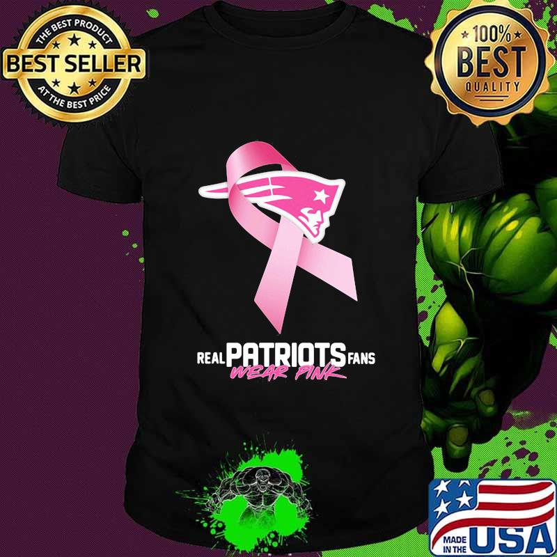 Real patriots fans wear pink logo cancer awareness shirt