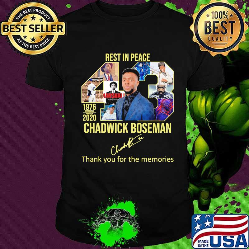 Rest in peace 43 rip chadwick Boseman thank you for the memories signature shirt